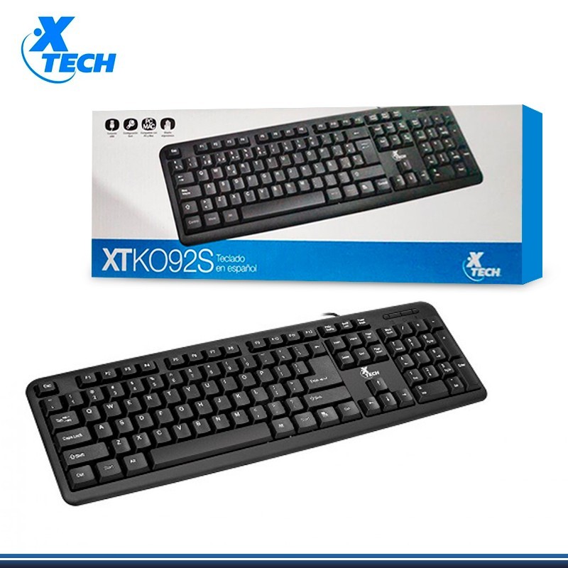 TECLADO USB XTECH STANDARD WIRED SPANISH BLAC