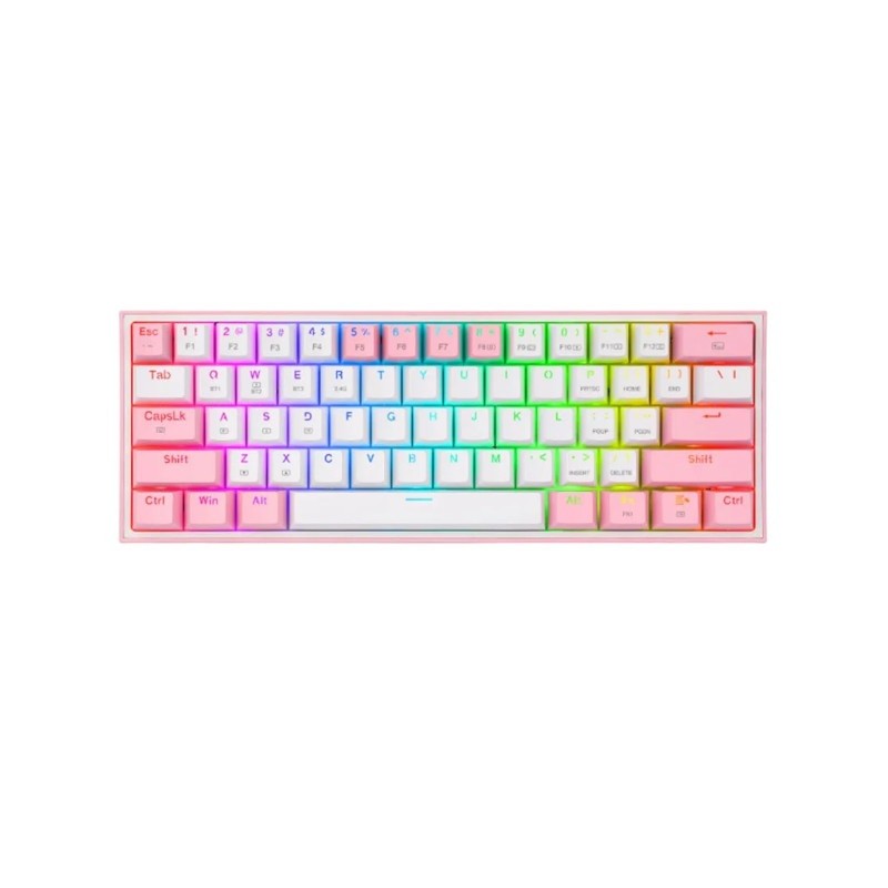 Teclado mecanico inalambrico redragon fizz pro k616-rgb blanco/rosado sw red 60%